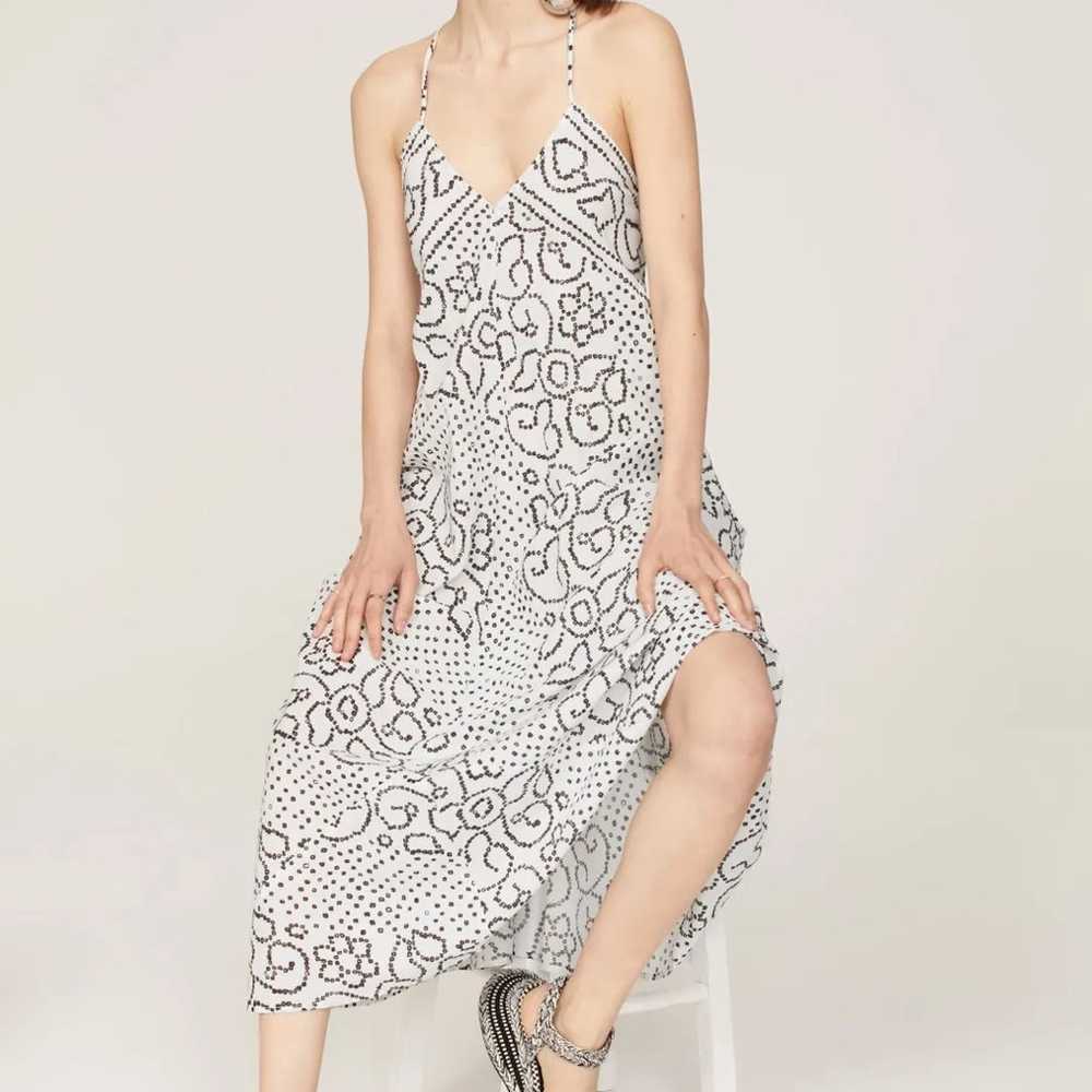 Xirena Black and White Floral Print Twila Midi Dr… - image 3