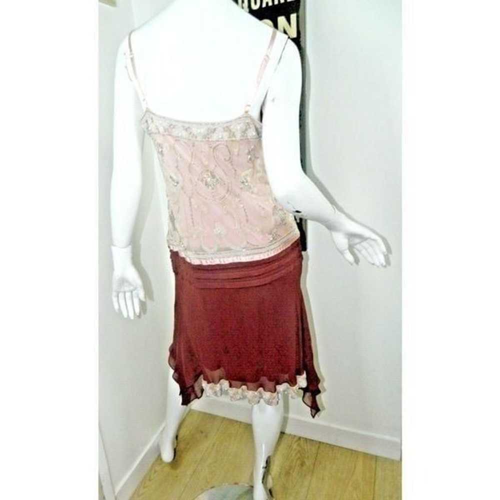 SUE WONG Nocturne Dress Size 10 Pink Burgundy Bea… - image 10