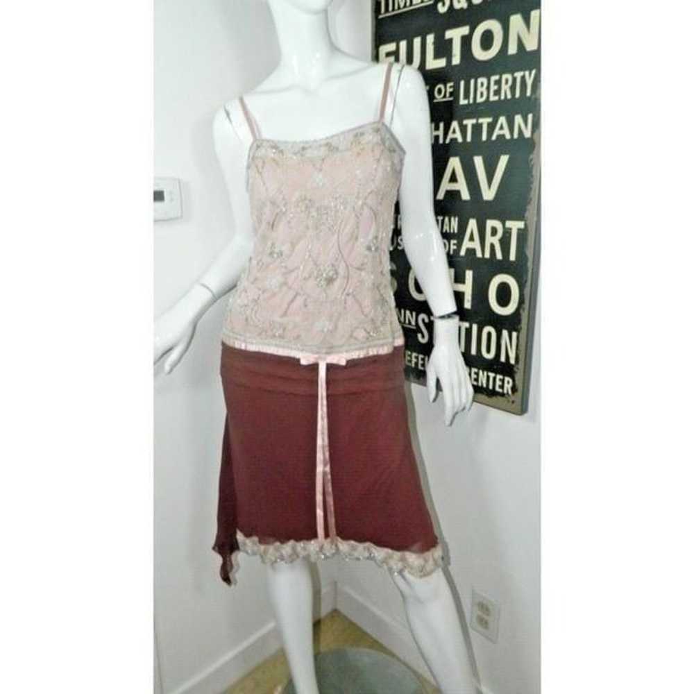 SUE WONG Nocturne Dress Size 10 Pink Burgundy Bea… - image 11