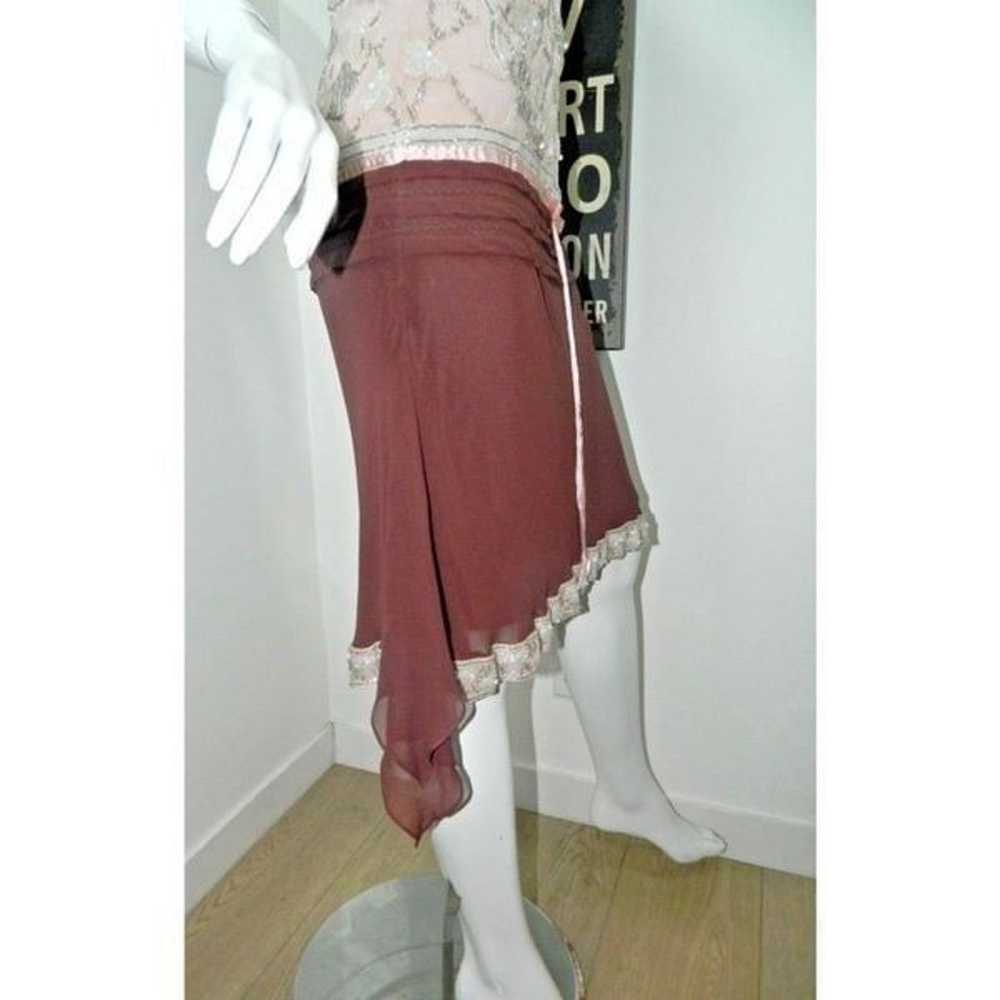 SUE WONG Nocturne Dress Size 10 Pink Burgundy Bea… - image 9