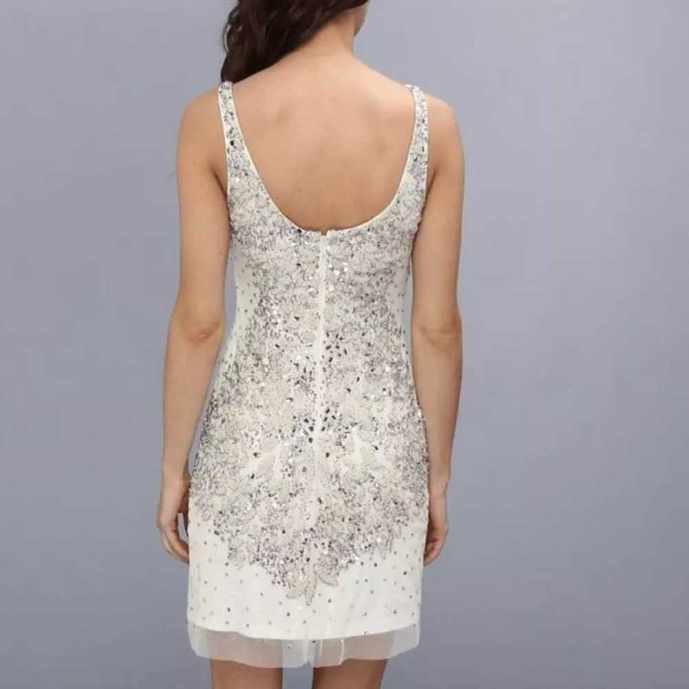 NWOT Adrianna Papell White Beaded Sequin Sleevele… - image 3