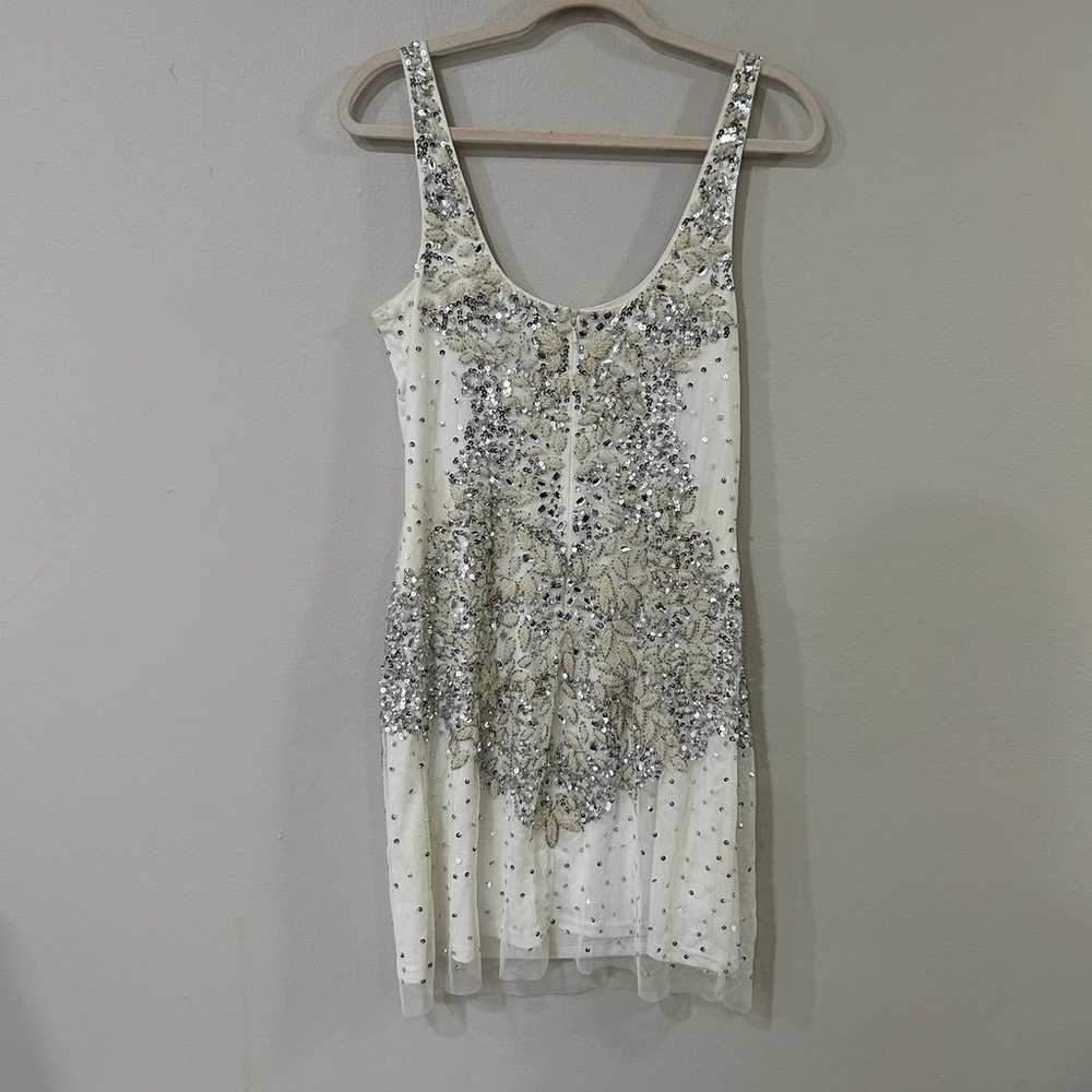 NWOT Adrianna Papell White Beaded Sequin Sleevele… - image 7