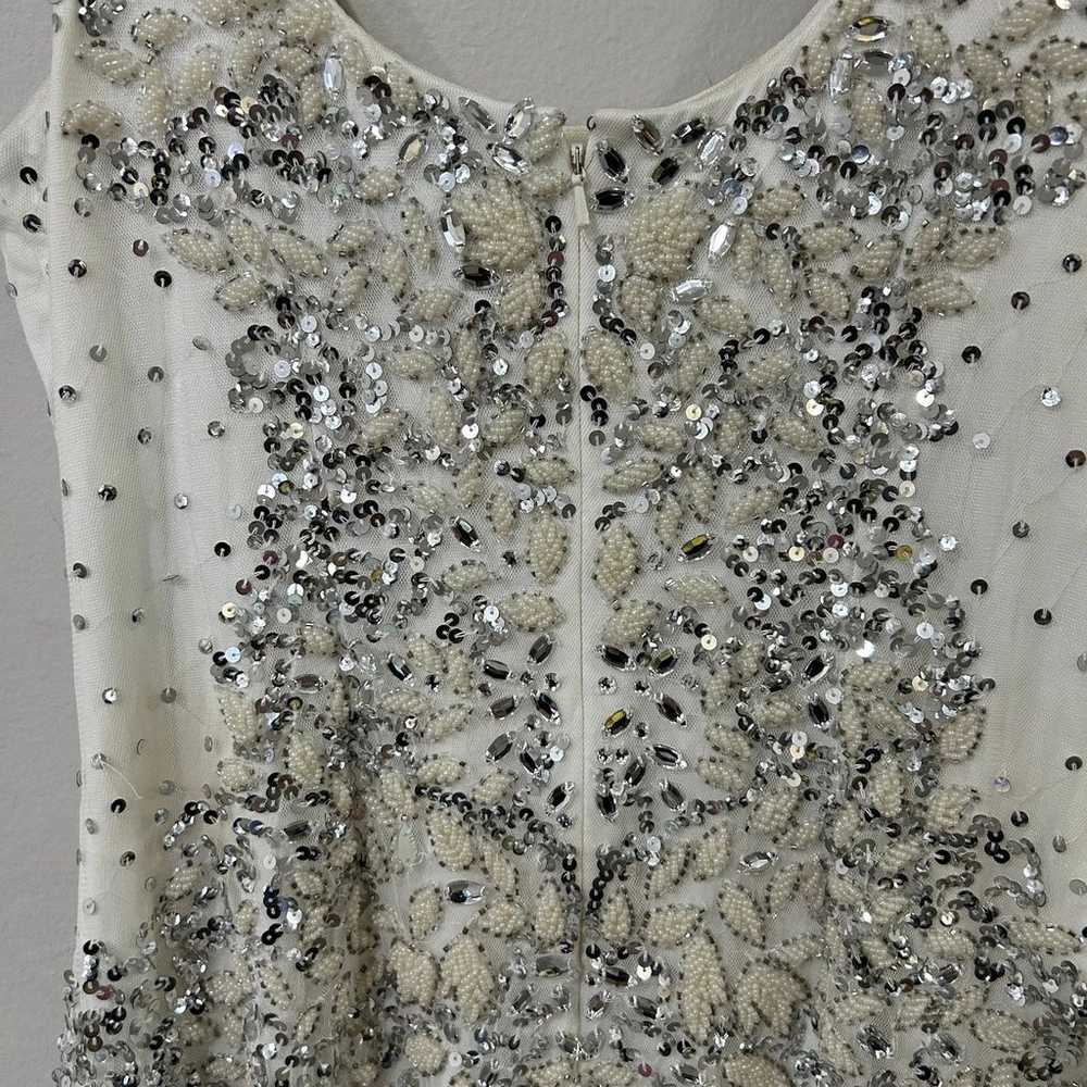 NWOT Adrianna Papell White Beaded Sequin Sleevele… - image 8