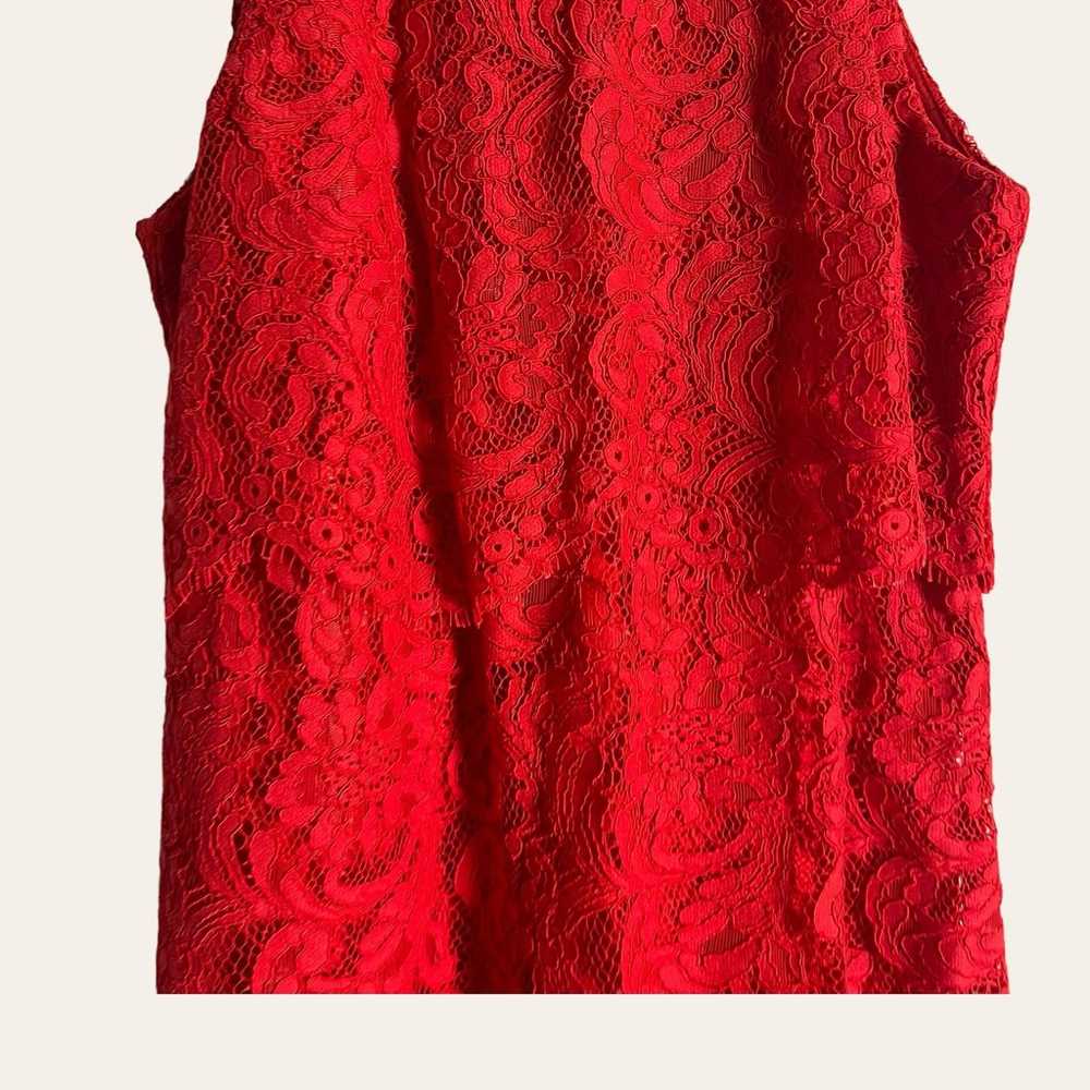 Reiss Sophia China Red Lace Overlay Cocktail Mini… - image 4