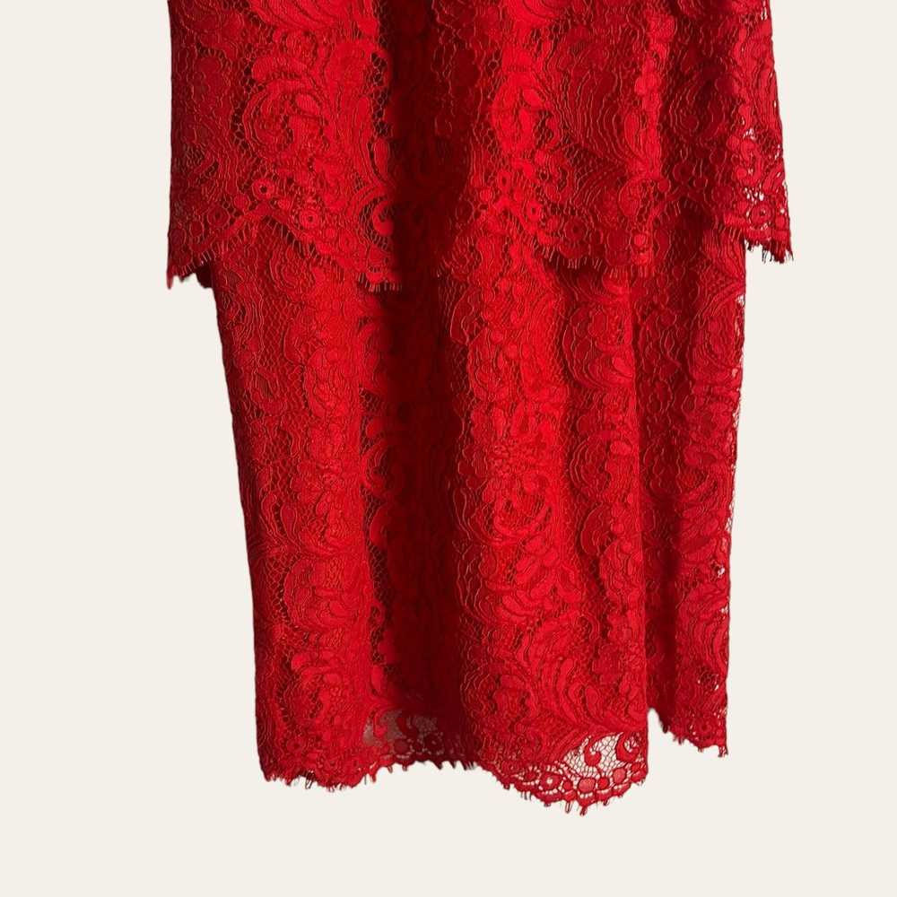 Reiss Sophia China Red Lace Overlay Cocktail Mini… - image 5