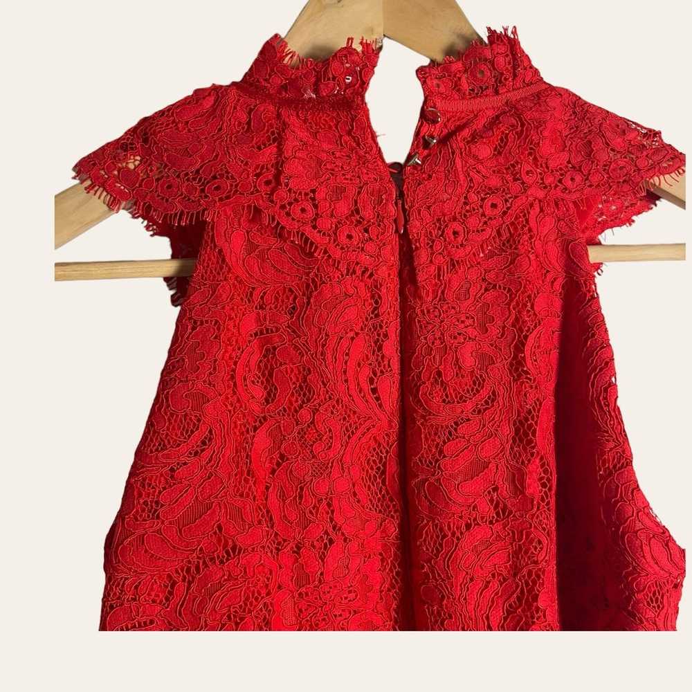 Reiss Sophia China Red Lace Overlay Cocktail Mini… - image 6