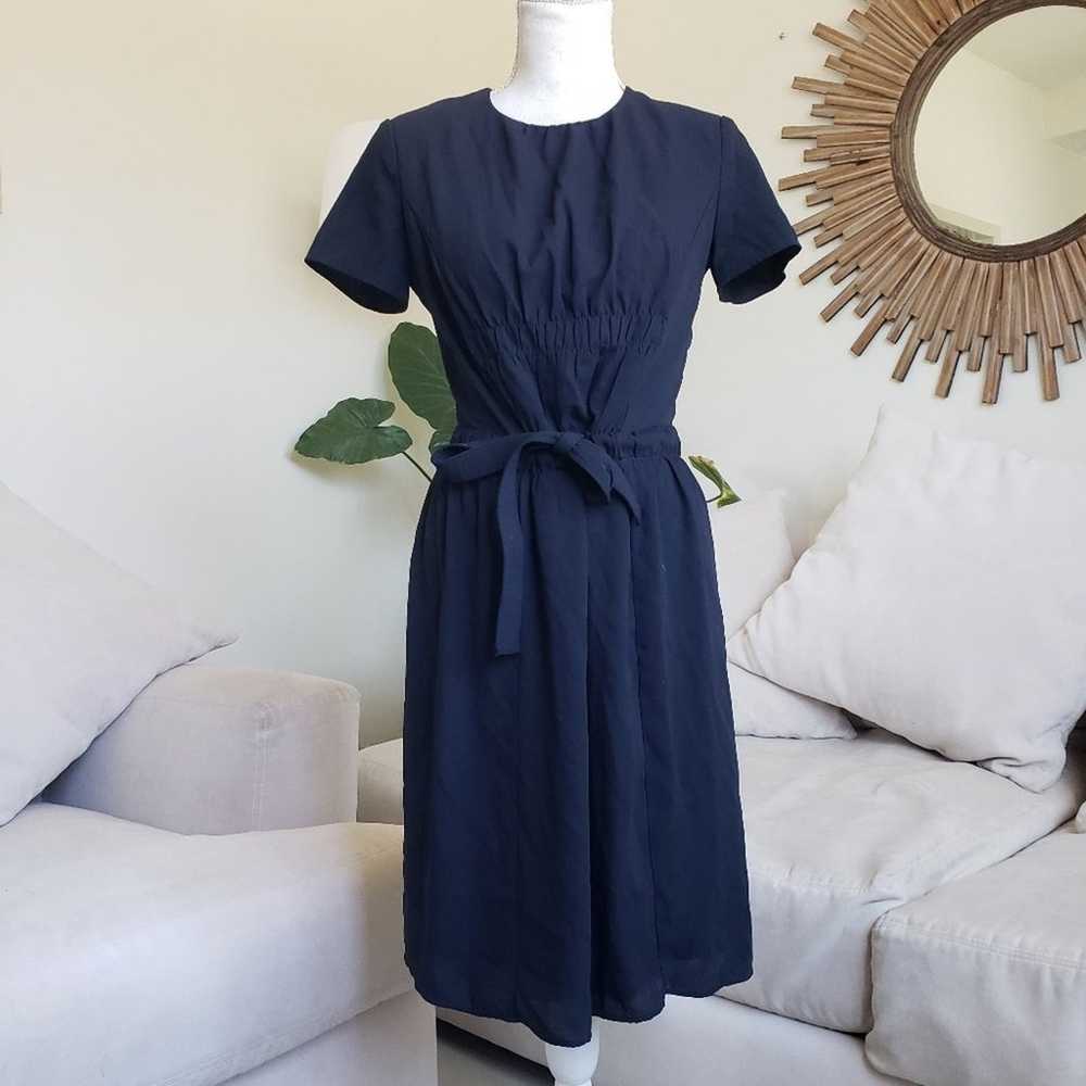 Louis Vuitton Uniforms Navy Blue Tie Front Dress - image 1