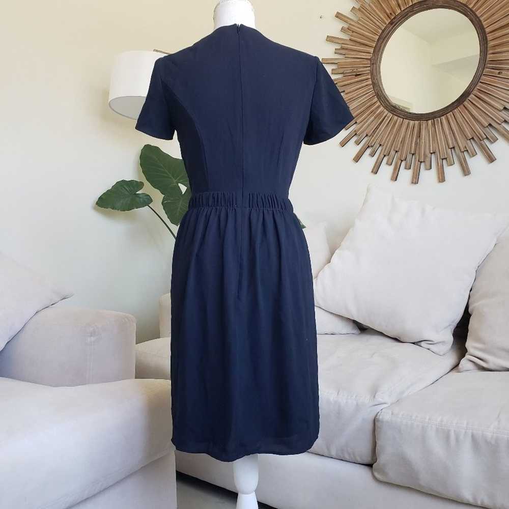 Louis Vuitton Uniforms Navy Blue Tie Front Dress - image 4