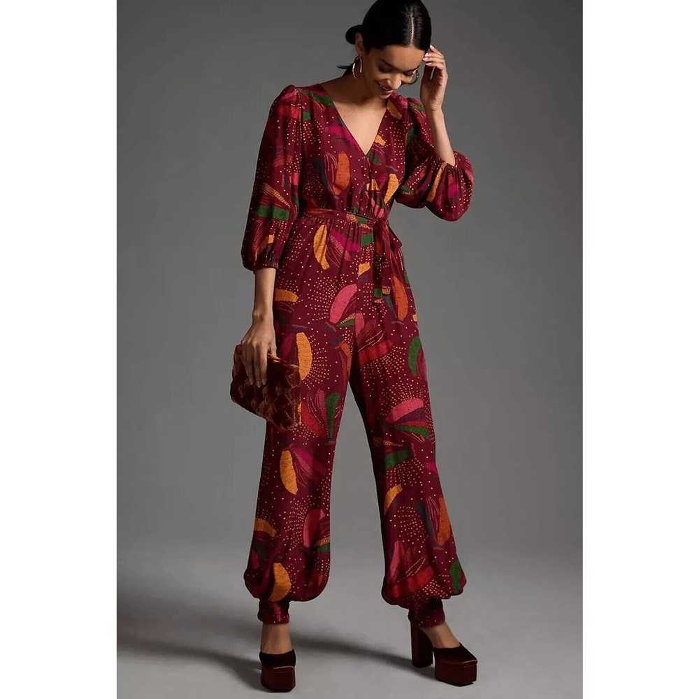 Anthropologie Farm Rio Wrap Jumpsuit Bananas SZ S - image 1