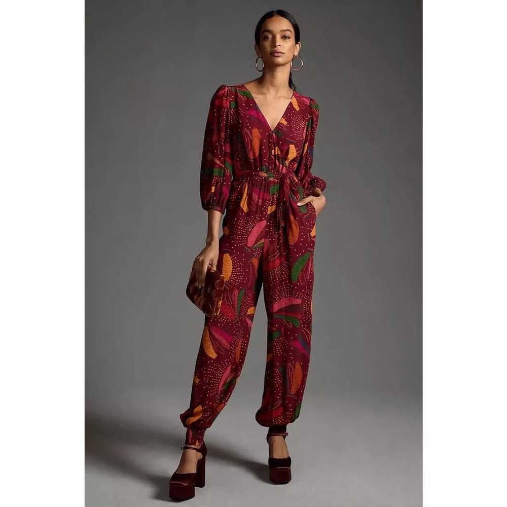 Anthropologie Farm Rio Wrap Jumpsuit Bananas SZ S - image 2