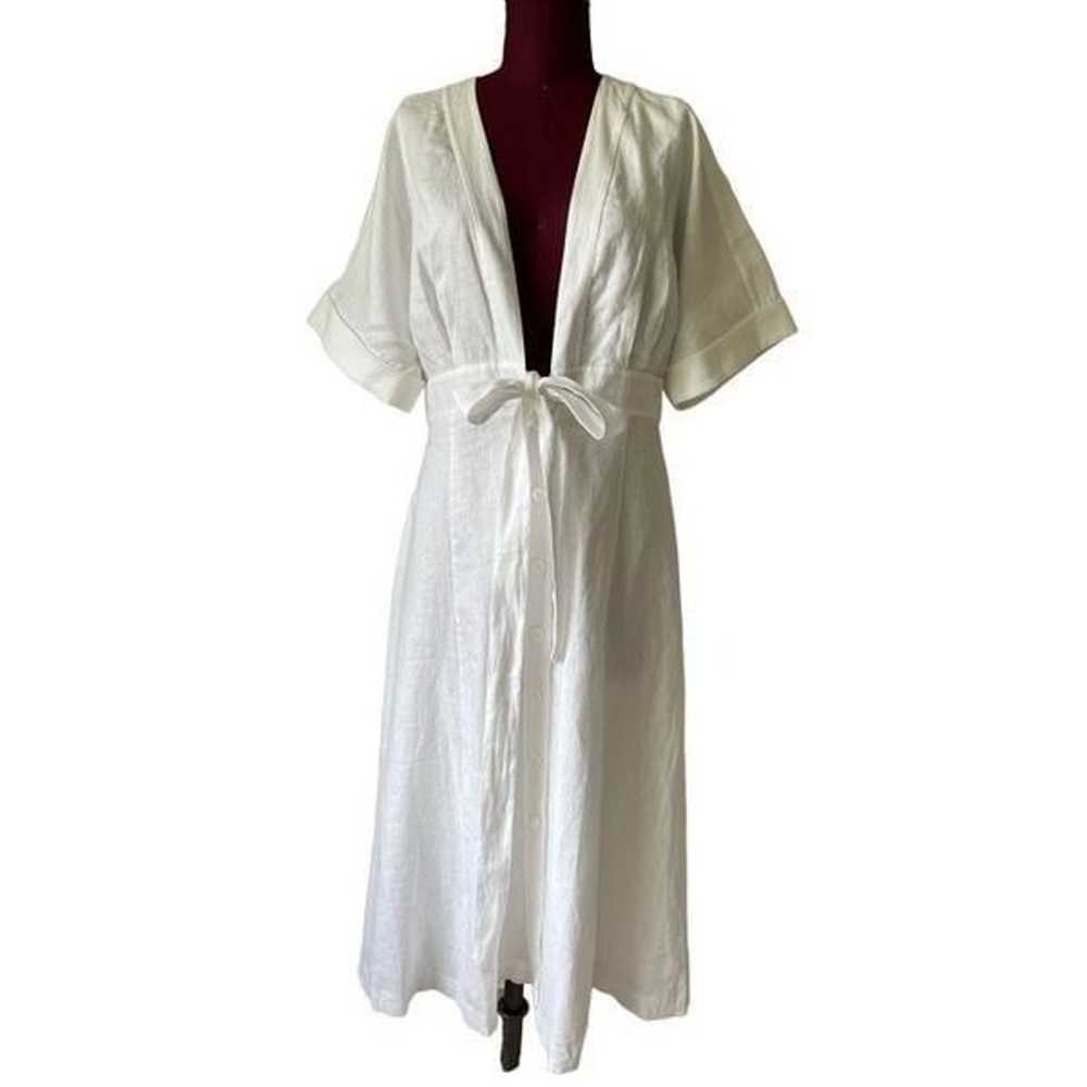 Equipment Femme Nauman Linen Wrap Midi Dress Size… - image 1