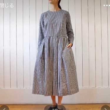 YAECA Tack Dress Green Check Cotton M - image 1