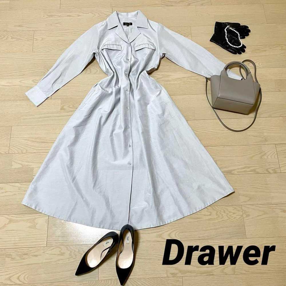 Drawer Cotton Silk Shirt Dress Light Gray - image 1