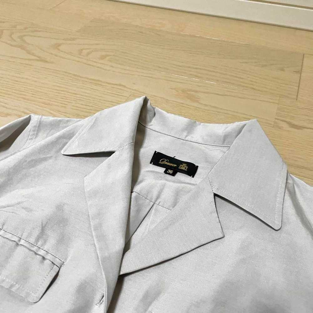 Drawer Cotton Silk Shirt Dress Light Gray - image 5