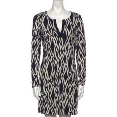 Diane von Furstenberg Navy White Diamond Print Tu… - image 1