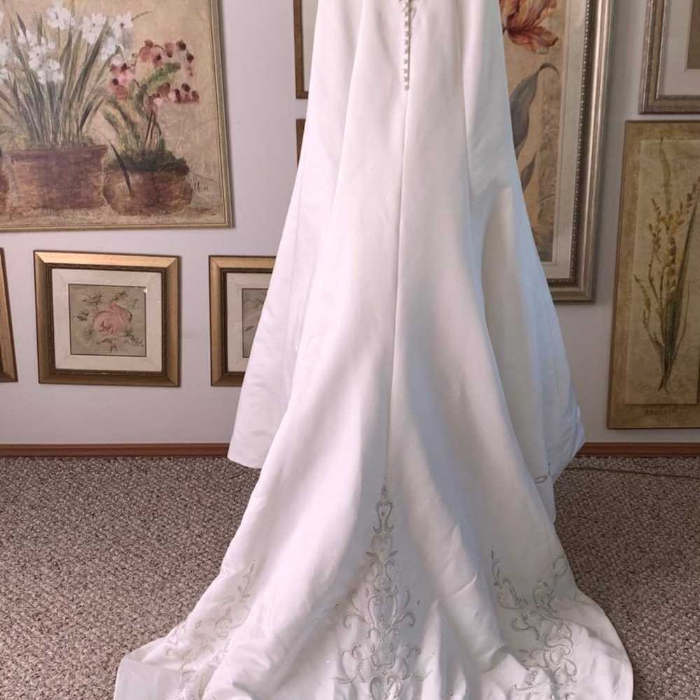 ivory beaded strapless trumpet wedding dress - image 3