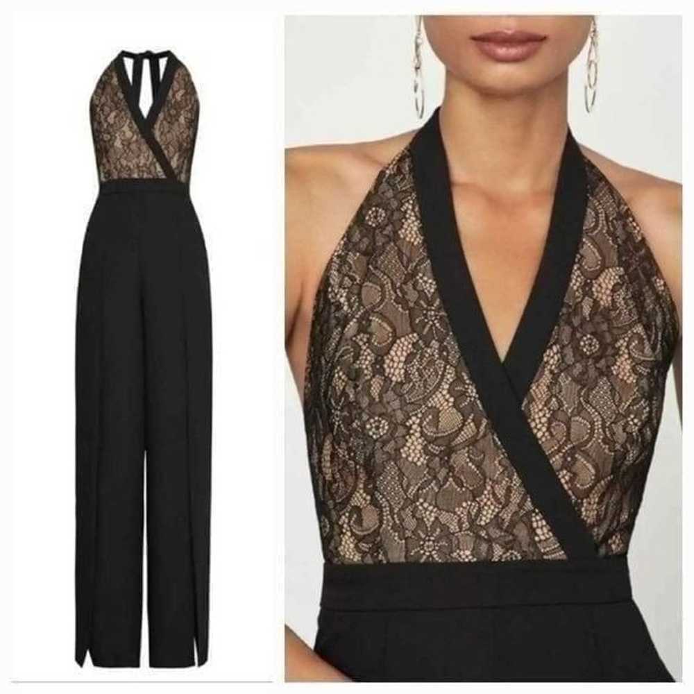 NEW BCBGMAXAZRIA Faux Wrap Lace Halter Split Hem … - image 2