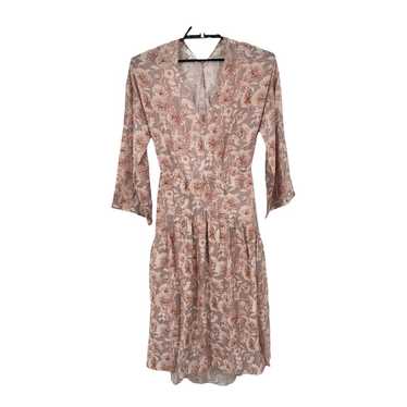 Vince Dress Dahlia Print Long Sleeve pink Medium M