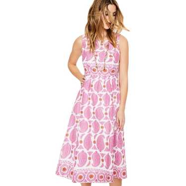 NWOT BODEN Dress 8 Pink Paisley Fit & Flare Midi … - image 1