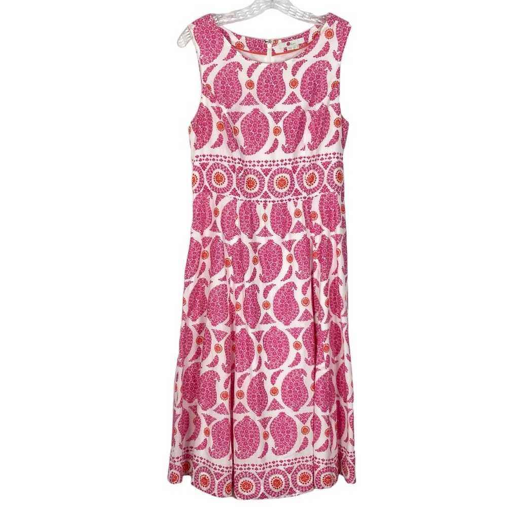 NWOT BODEN Dress 8 Pink Paisley Fit & Flare Midi … - image 2