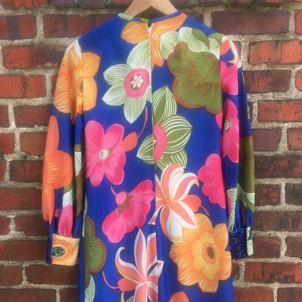 Vintage Helen Fashions Dress Floral + Sequin Bead… - image 10