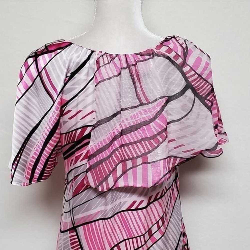 Poleci Pink Abstract 100% Silk Butterfly Sleeve A… - image 10