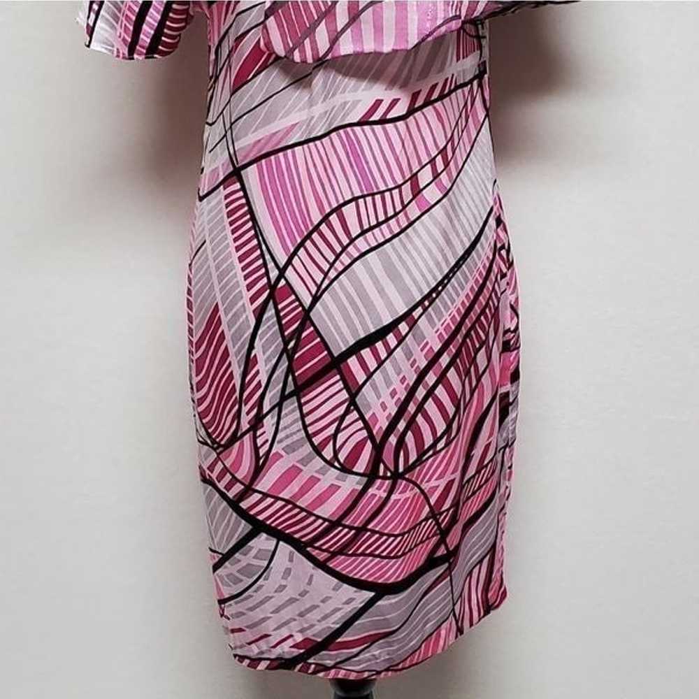 Poleci Pink Abstract 100% Silk Butterfly Sleeve A… - image 11