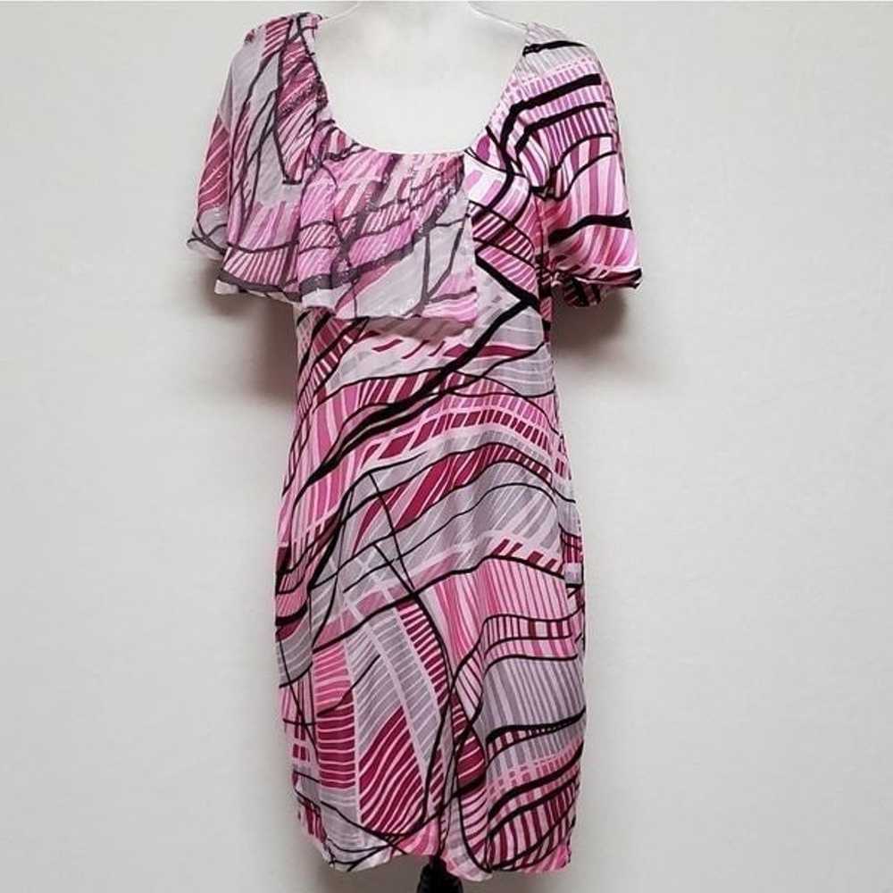 Poleci Pink Abstract 100% Silk Butterfly Sleeve A… - image 4