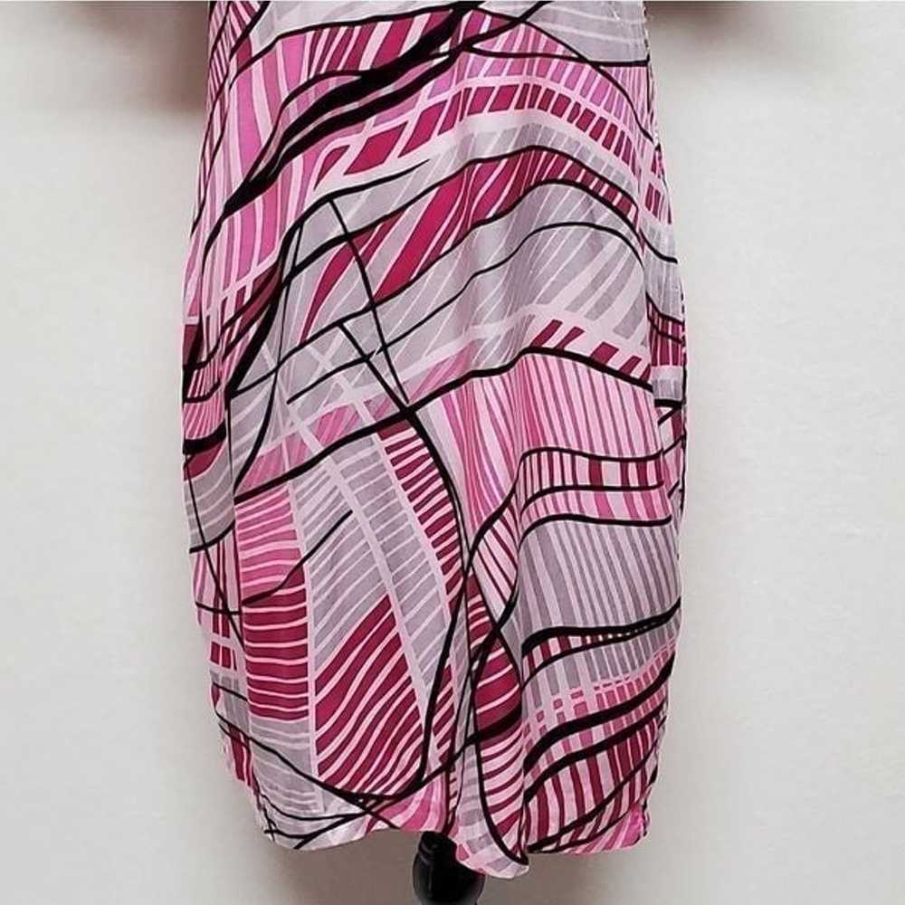 Poleci Pink Abstract 100% Silk Butterfly Sleeve A… - image 6