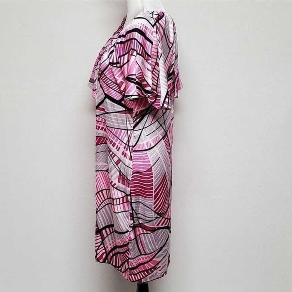 Poleci Pink Abstract 100% Silk Butterfly Sleeve A… - image 7