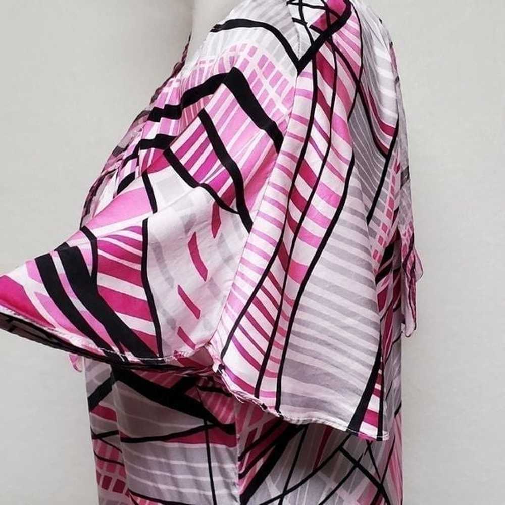 Poleci Pink Abstract 100% Silk Butterfly Sleeve A… - image 8