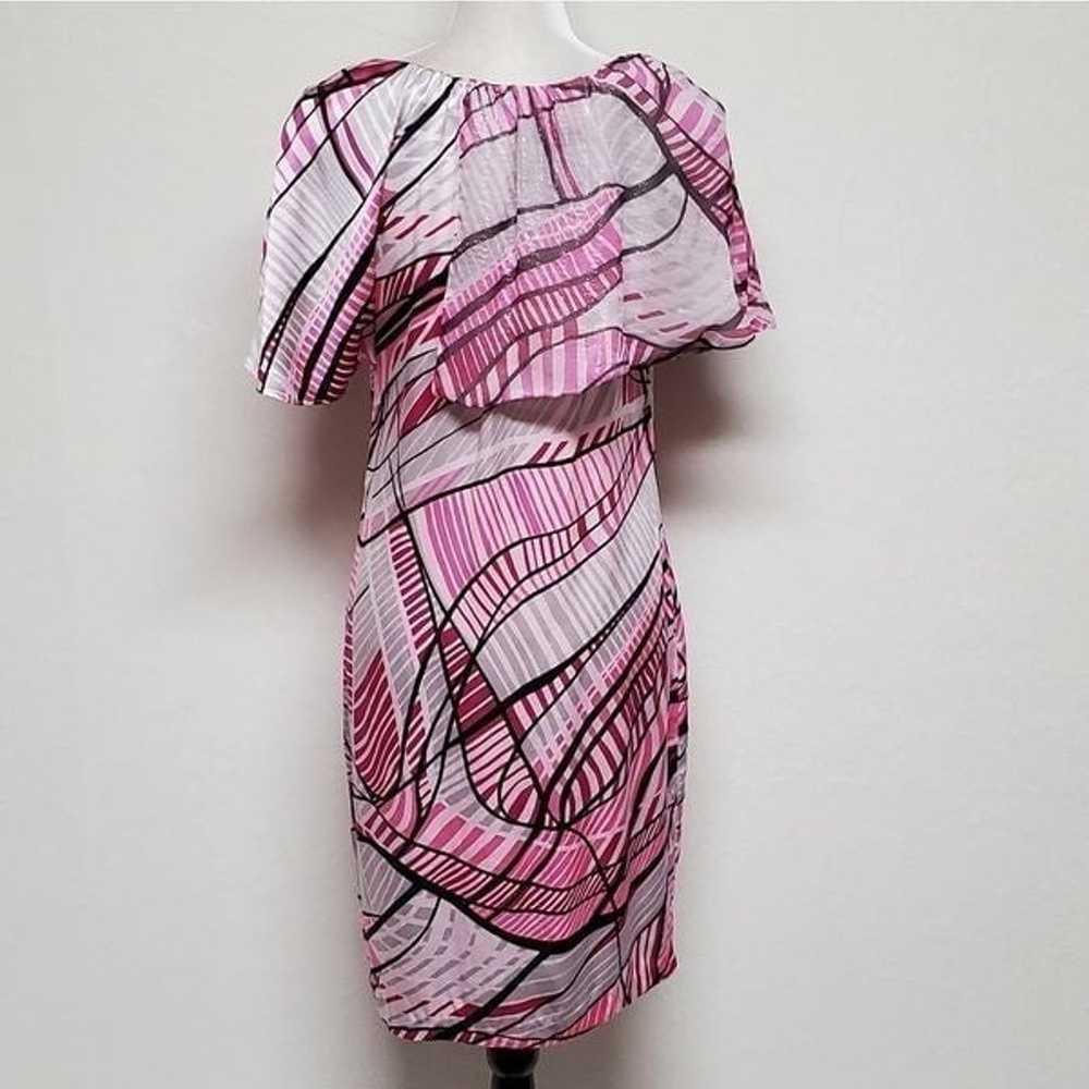 Poleci Pink Abstract 100% Silk Butterfly Sleeve A… - image 9