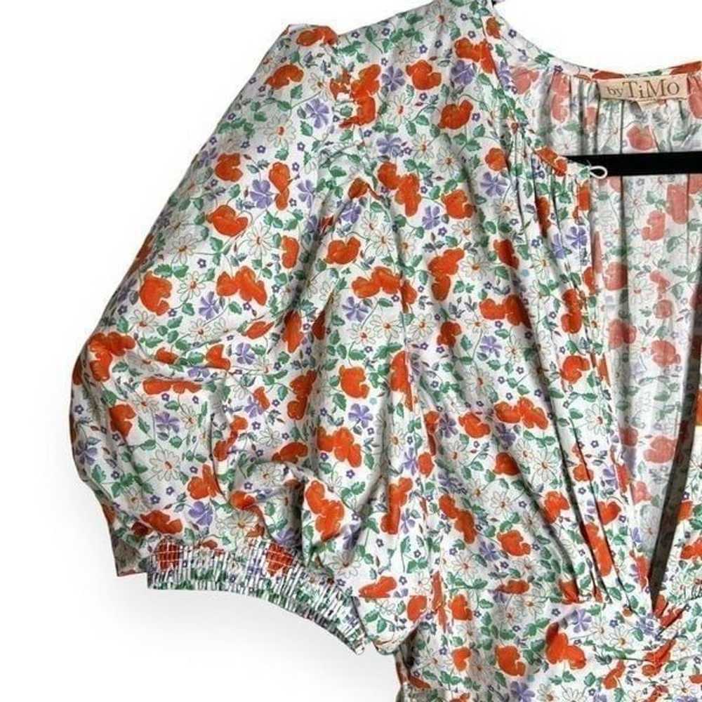 byTimo Festive Cotton Floral Print Puff Sleeve Ru… - image 10