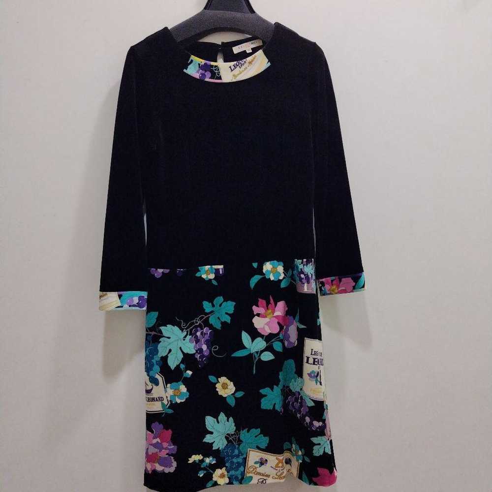 LEONARD Floral Velvet Dress Size 38 - image 1