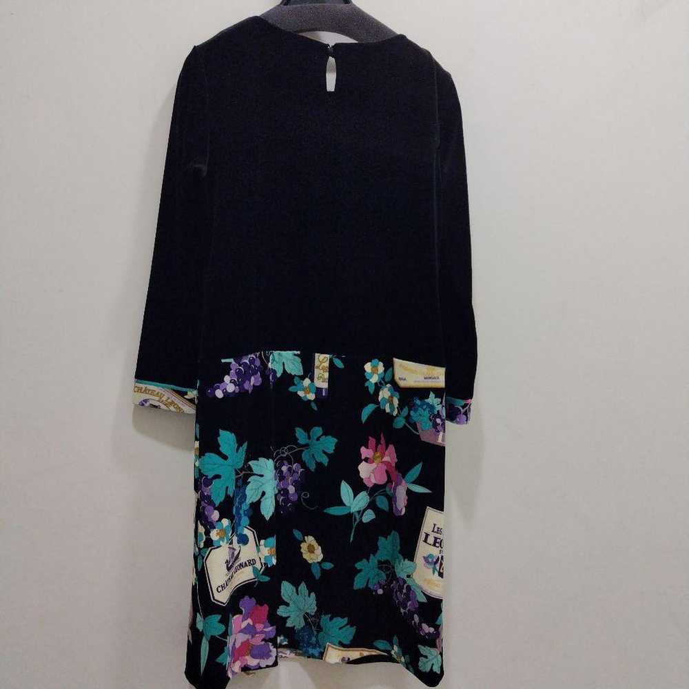 LEONARD Floral Velvet Dress Size 38 - image 2