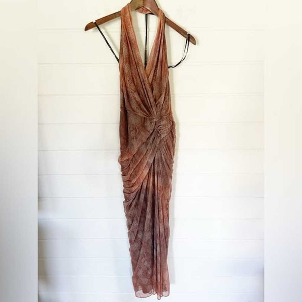 Vintage Tadashi Shoji Snakeskin Ruched Midi Halte… - image 2