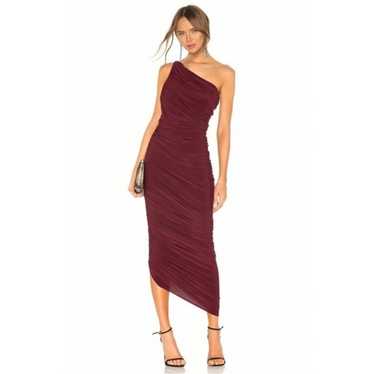 Norma Kamali plum Diana ruched gown