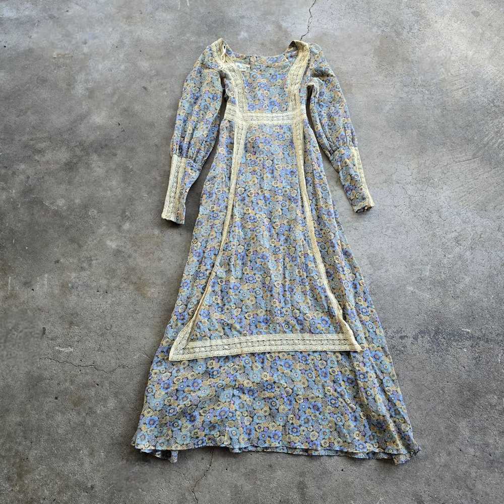 Vtg 70s Cottage Prairie Floral Gunne Sax Style Sp… - image 1