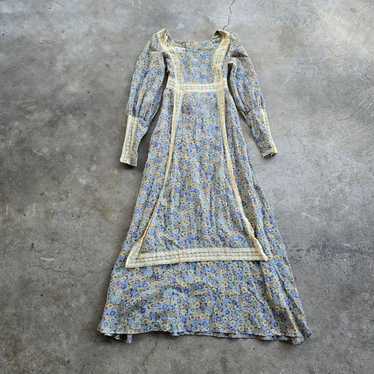 Vtg 70s Cottage Prairie Floral Gunne Sax Style Sp… - image 1