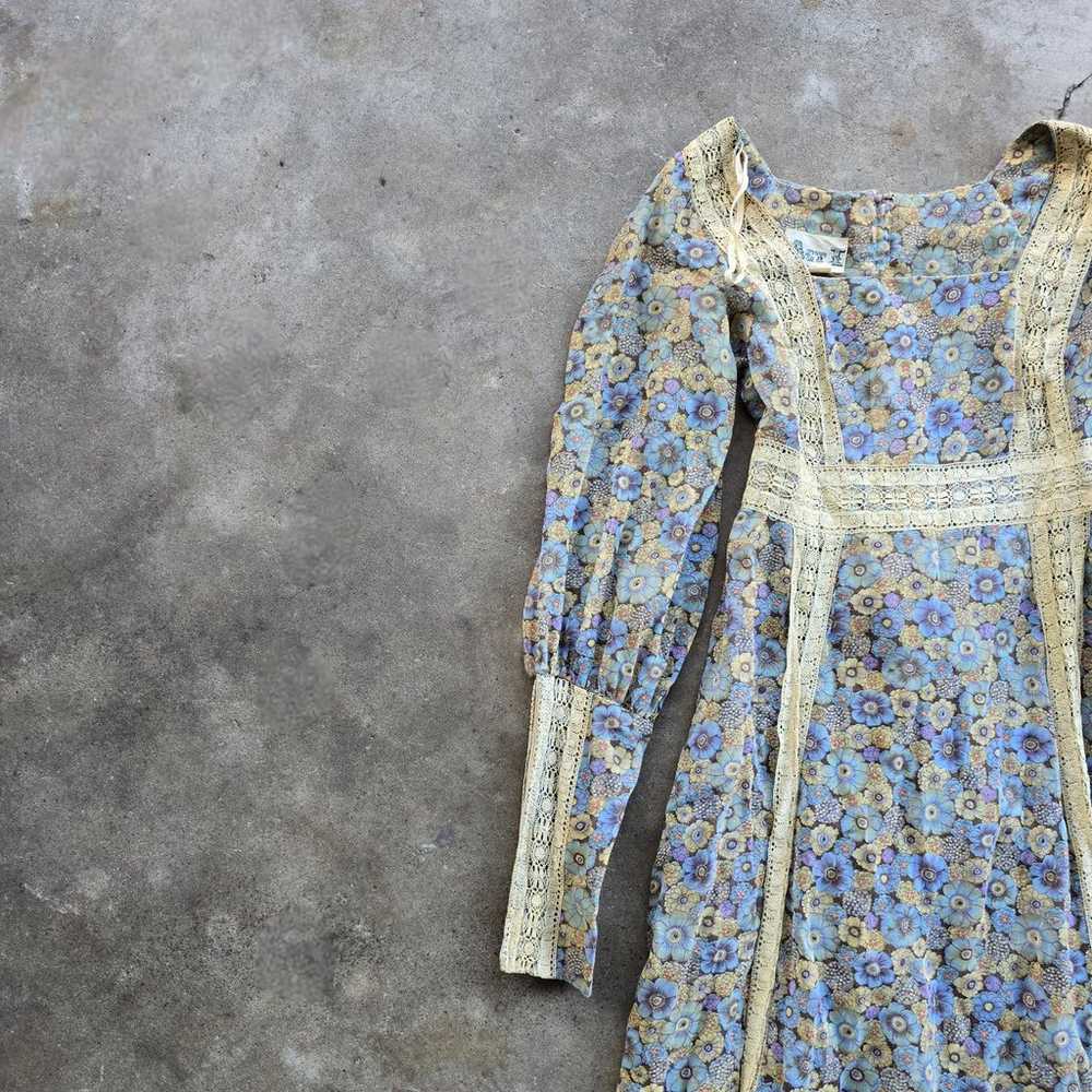 Vtg 70s Cottage Prairie Floral Gunne Sax Style Sp… - image 2