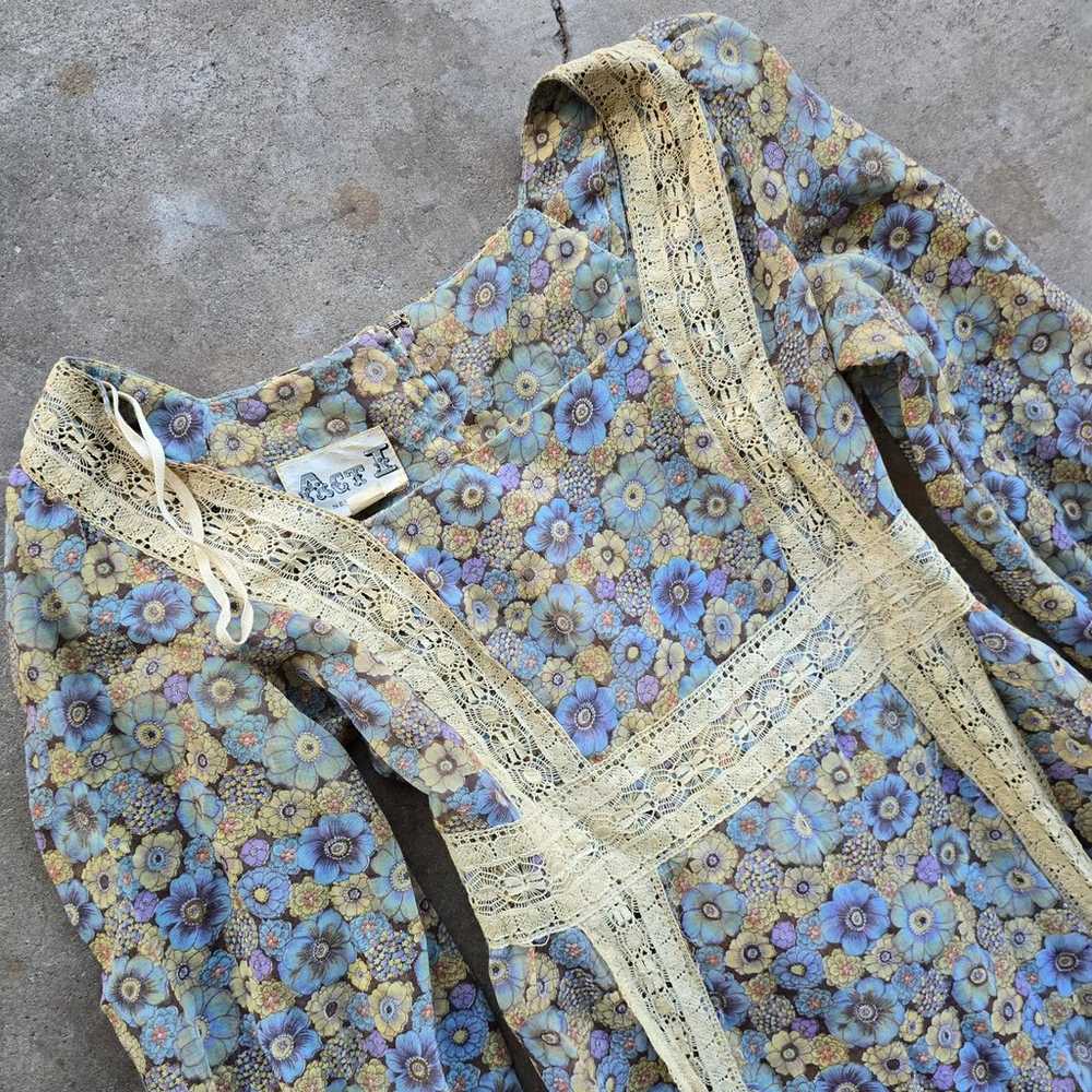 Vtg 70s Cottage Prairie Floral Gunne Sax Style Sp… - image 3