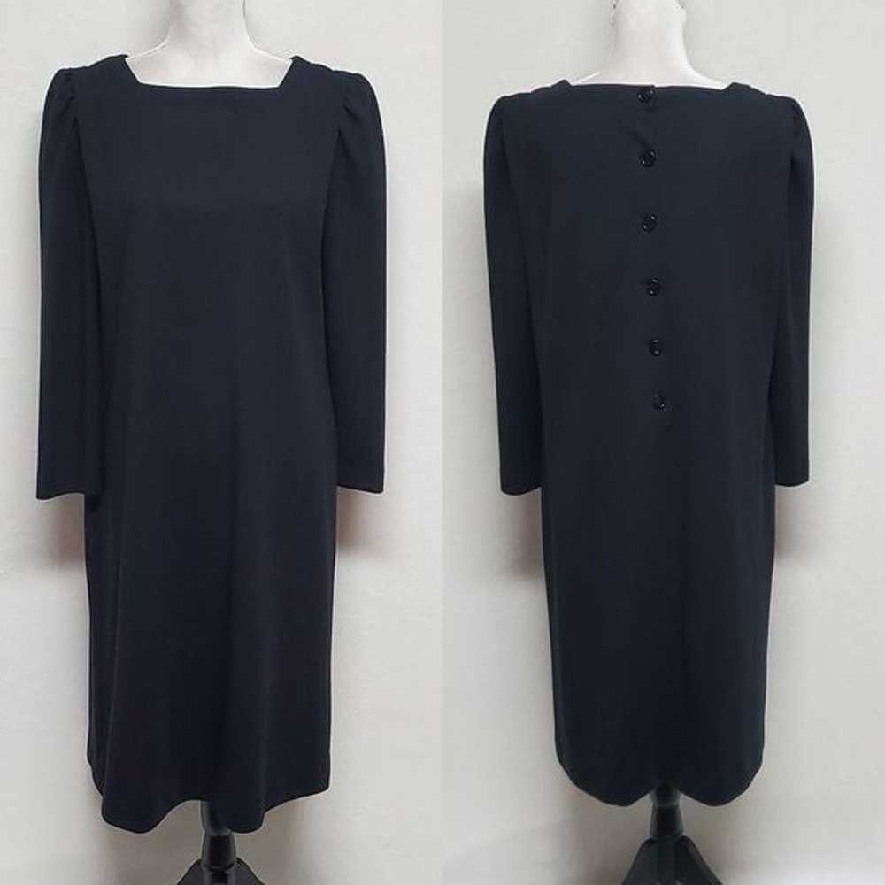 Vintage 70s Leslie Fay ILGWU Black Knit Long Slee… - image 1