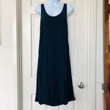 Vintage Eileen Fisher Navy Pleated Silk Midi Tank 