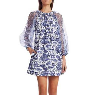 Staud NEW Garden Dress in China blue toile - image 1