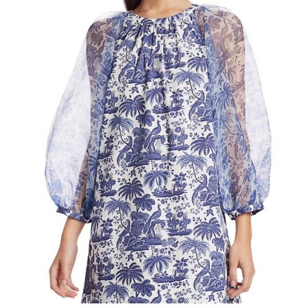 Staud NEW Garden Dress in China blue toile - image 2