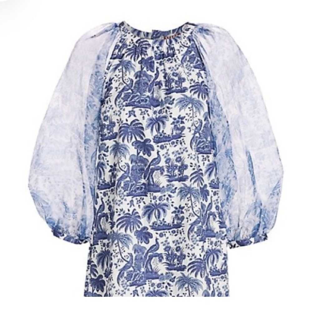 Staud NEW Garden Dress in China blue toile - image 4