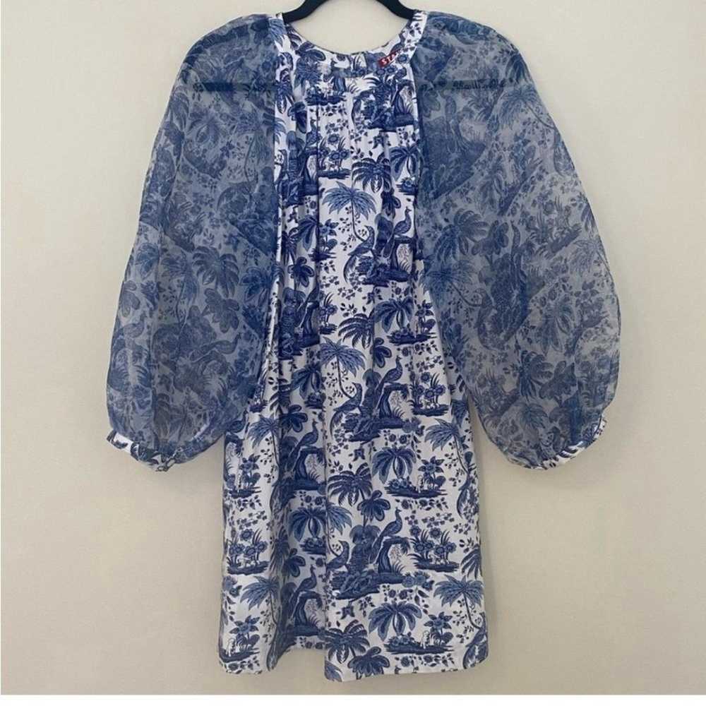 Staud NEW Garden Dress in China blue toile - image 5