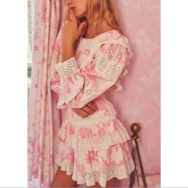 loveshackfancy pink and white dress