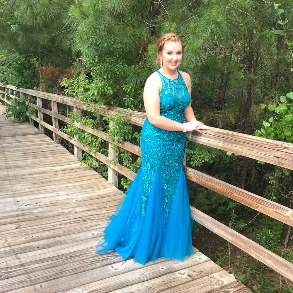 Teal Mermaid Prom Dress - image 1