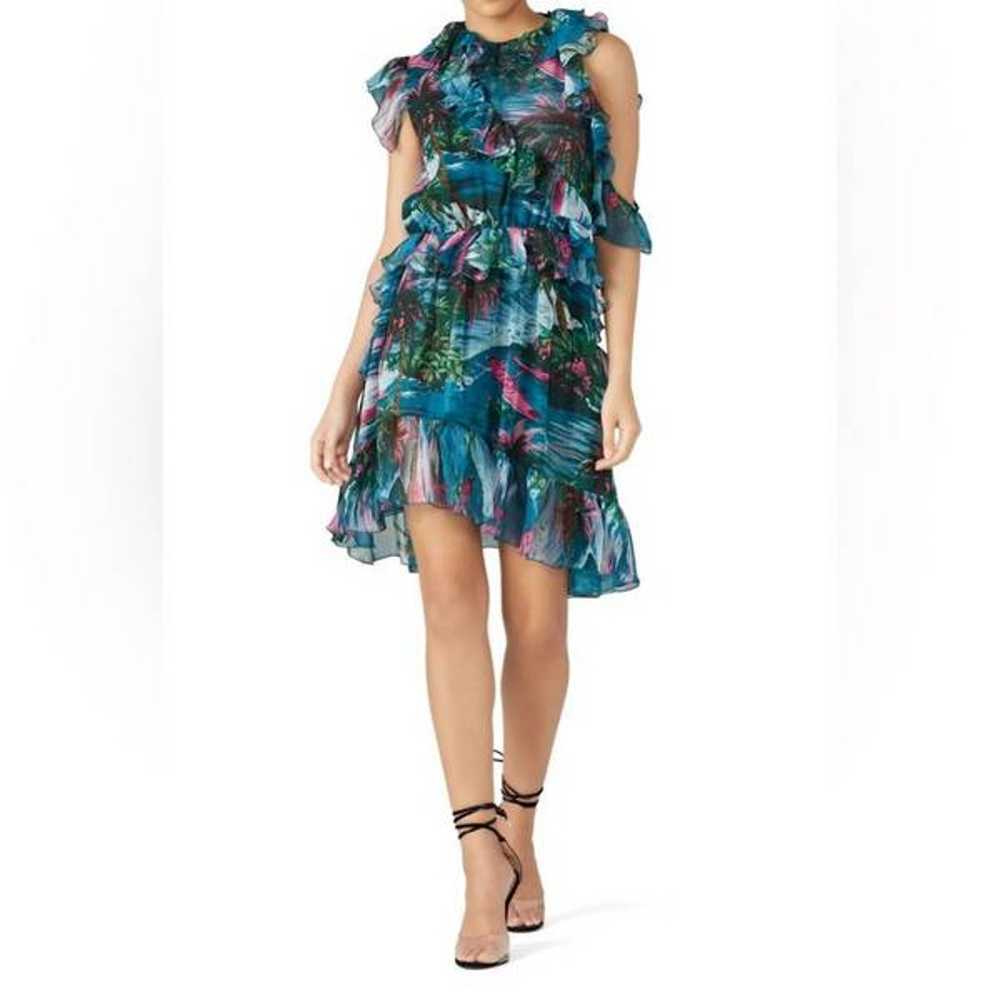 MSGM Printed Sea Blue Ruffle Dress Size 48 IT / 1… - image 1